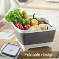 thumbnail image 2 of Kripyery Folding Vegetable Washing Basket with Integrated Drain Plug Multifunctional Space-saving Storage Kitchen Washbasin, 2 of 8