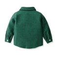 thumbnail image 3 of LIIPEE Boys Girls Shirt Long Sleeve Turndown Collar Button Plaid Shirt With Pockets Toddler Classic Shopping Shirts,Green,3-6 Months, 3 of 3