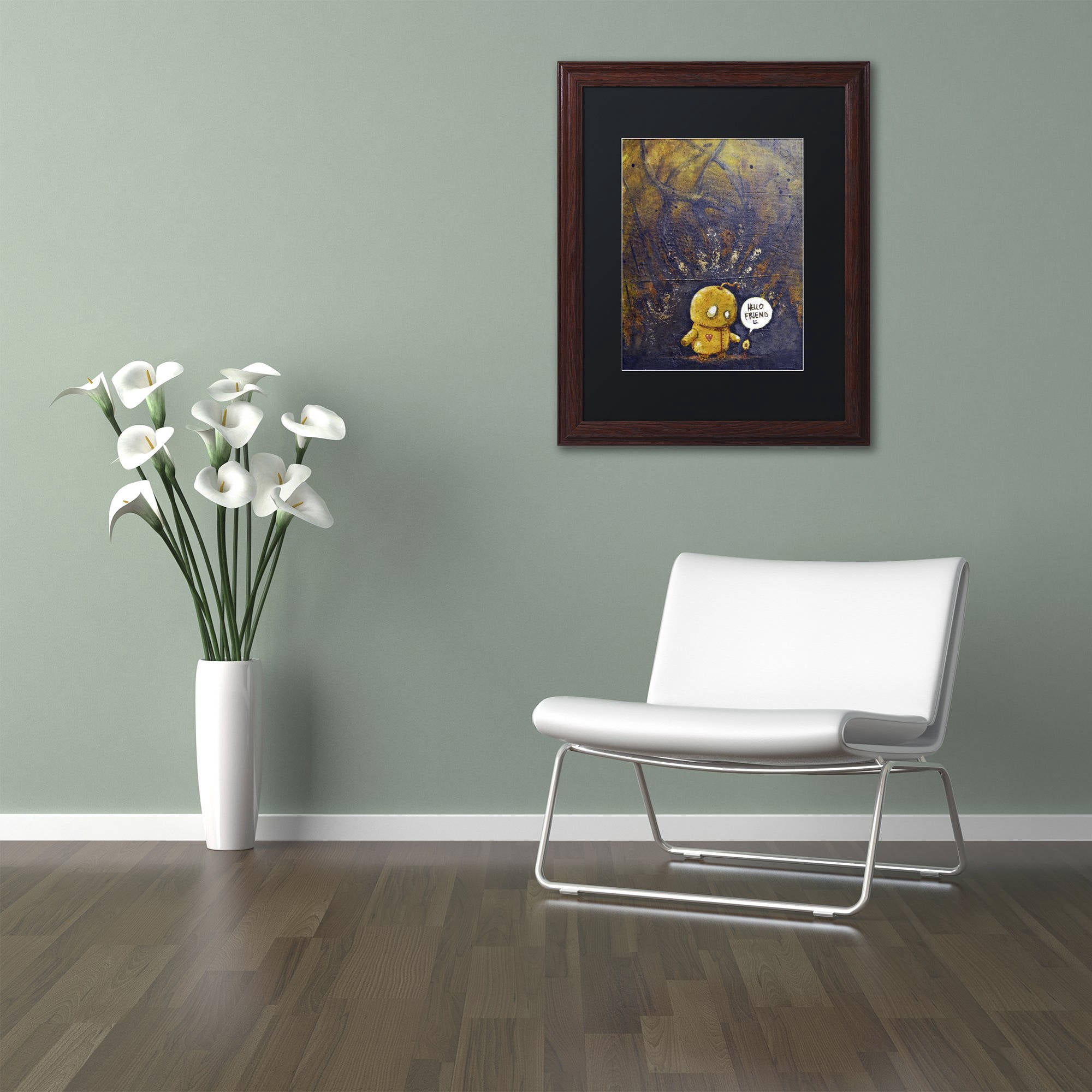 Trademark Fine Art 'Hello Friend' Canvas Art by Craig Snodgrass, Black Matte, Wood Frame