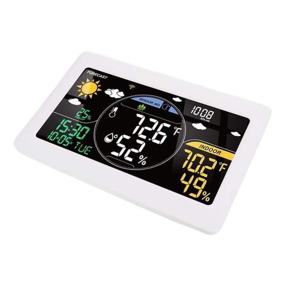 Weather Forecasting Kit, Weather Station Easy To Read ABS Temperature Humidity Time Date Display for Home Hotel