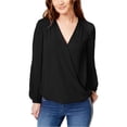 thumbnail image 1 of I-N-C Womens Surplice Wrap Blouse black XS, 1 of 1