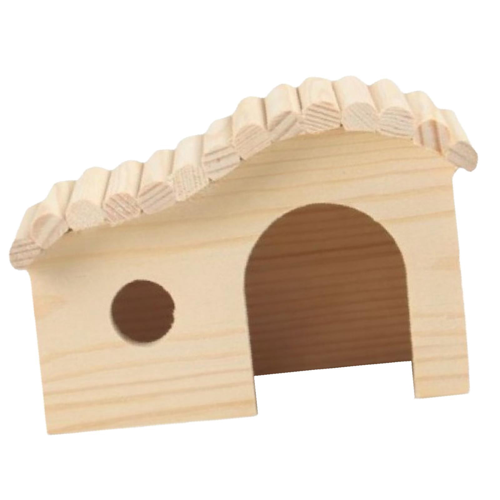 EHJRE 2x Hamster Wood House Hideout Hamster Habitats Decor, Cage Toy Hamster Hut Small Animals Sleeping Hut for Mice Gerbils