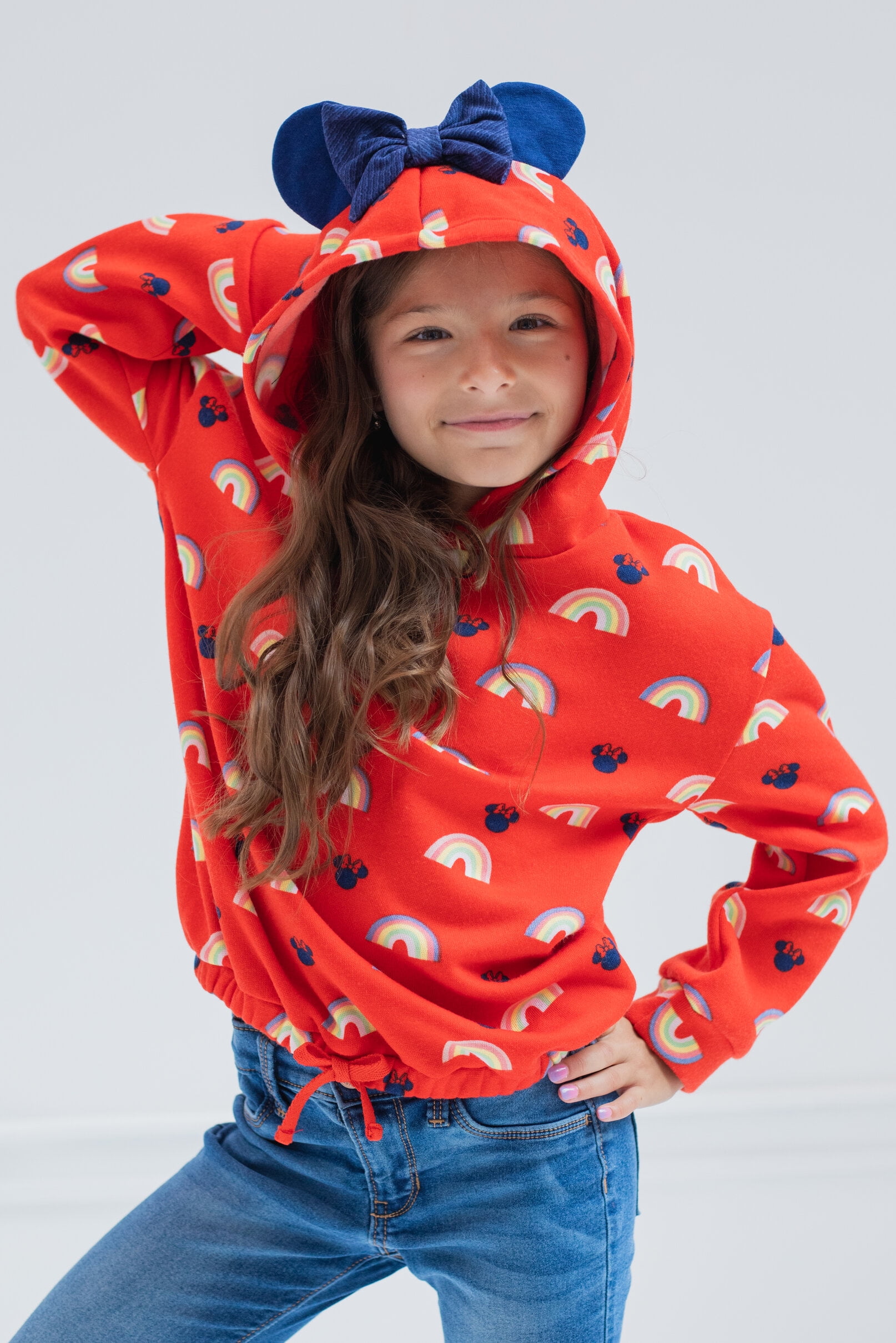Disney Minnie Mouse Big Girls Pullover Fleece Hoodie T-Shirt and Leggings 3 Piece Outfit Set Infant to Big Kid
