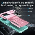 thumbnail image 5 of For Google Pixel 8 Pro XL Slim Fit Shockproof Hybrid with Slide Camera Cover & Rotated Ring Kickstand, [Military-Grade] Phone Case For Google Pixel 8 Pro XL 6.7",Pink Green, 5 of 8
