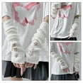 thumbnail image 4 of Aellinatey Knitted Mittens Roleplay Costume Arm Cover Fingerless Arm Gloves Armwear, 4 of 16