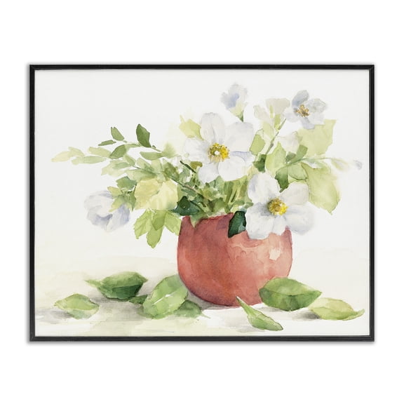 Stupell Industries Cottage White Anemones in Copper Vase Black Framed Giclee Art, 14 x 11, by Lanie Loreth