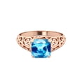 thumbnail image 2 of 14K Rose Gold 2 CT Blue Topaz Ring Vintage Art Deco Filigree, 2 of 7