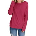 thumbnail image 2 of Olyvenn Stylish Womens Plus Size Warm Fleece Sweatshirts Boat Neck Fall Tops Basic Loose Casual Flowy Dressy Blouse Raglan Sleeve Long Sleeve Pullover Vintage Solid Color Tees Fashion Wine 10, 2 of 7