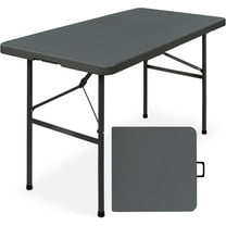 CRXX 4ft Plastic Folding Table, Indoor Outdoor Heavy Duty Portable w/Handle, Lock for Picnic, Party, Camping-4ft-Dark Gray