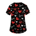 thumbnail image 4 of Hearthz Plus Size Valentines Scrub Tops Women Love Heart Print V Neck Short Sleeve Nursing Uniform Side Slit Womens Work Clothes with Pockets S-5xl, 4 of 5
