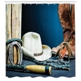 thumbnail image 3 of Ambesonne Western Shower Curtain, Horseshoe Hat Antique, 69"Wx75"L, Blue Brown and Beige, 3 of 3