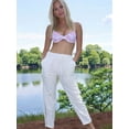 thumbnail image 5 of Women'S Linen Pants with Drawstring Petite Summer Beachwear Elastic Waist Pants, 5 of 9