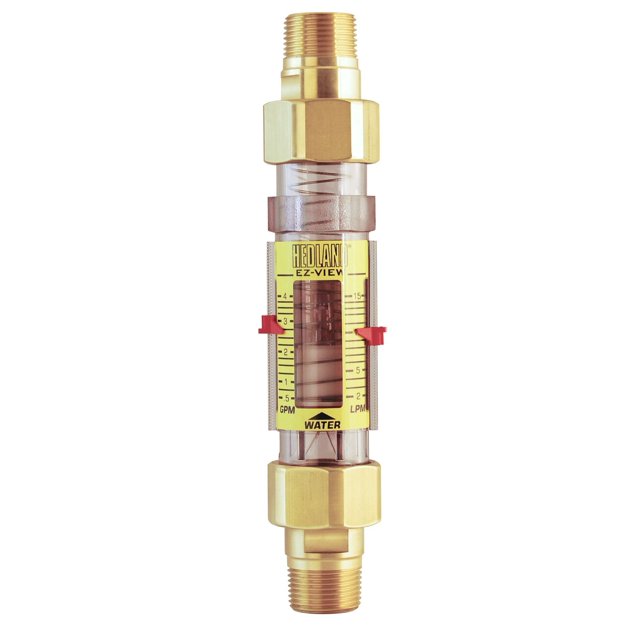 Hedland H625-004 EZ-View Flowmeter, Polysulfone, For Use With Water, 0.5 - 4 gpm Flow Range, 3/4" NPT Male