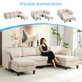 thumbnail image 4 of Puremind Canapé Sectionnel Modulaire 6 Pcs avec Ottoman Mobile, Canapé Sectionnel en Forme de U/L avec Rangement, Canapé-Lit Convertible pour Salon/appartement, Beige, 4 of 6