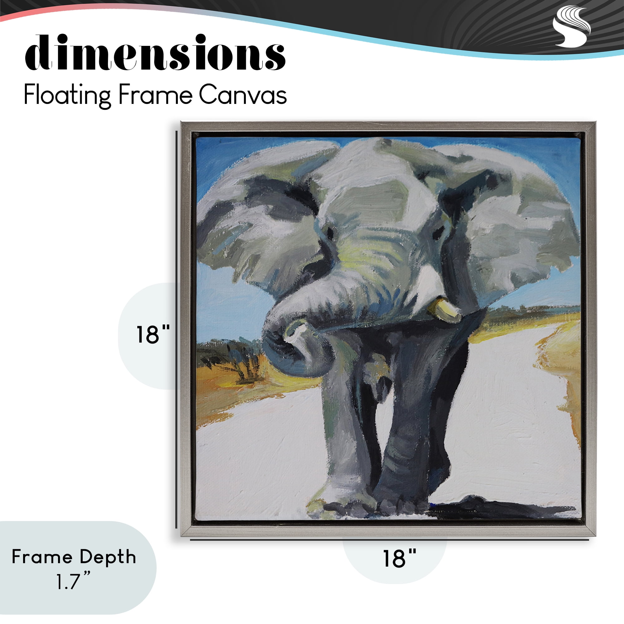 Stupell Industries Majestic Elephant on Path Gray Framed Floater Canvas Wall Art, design by Violeta Vollmer