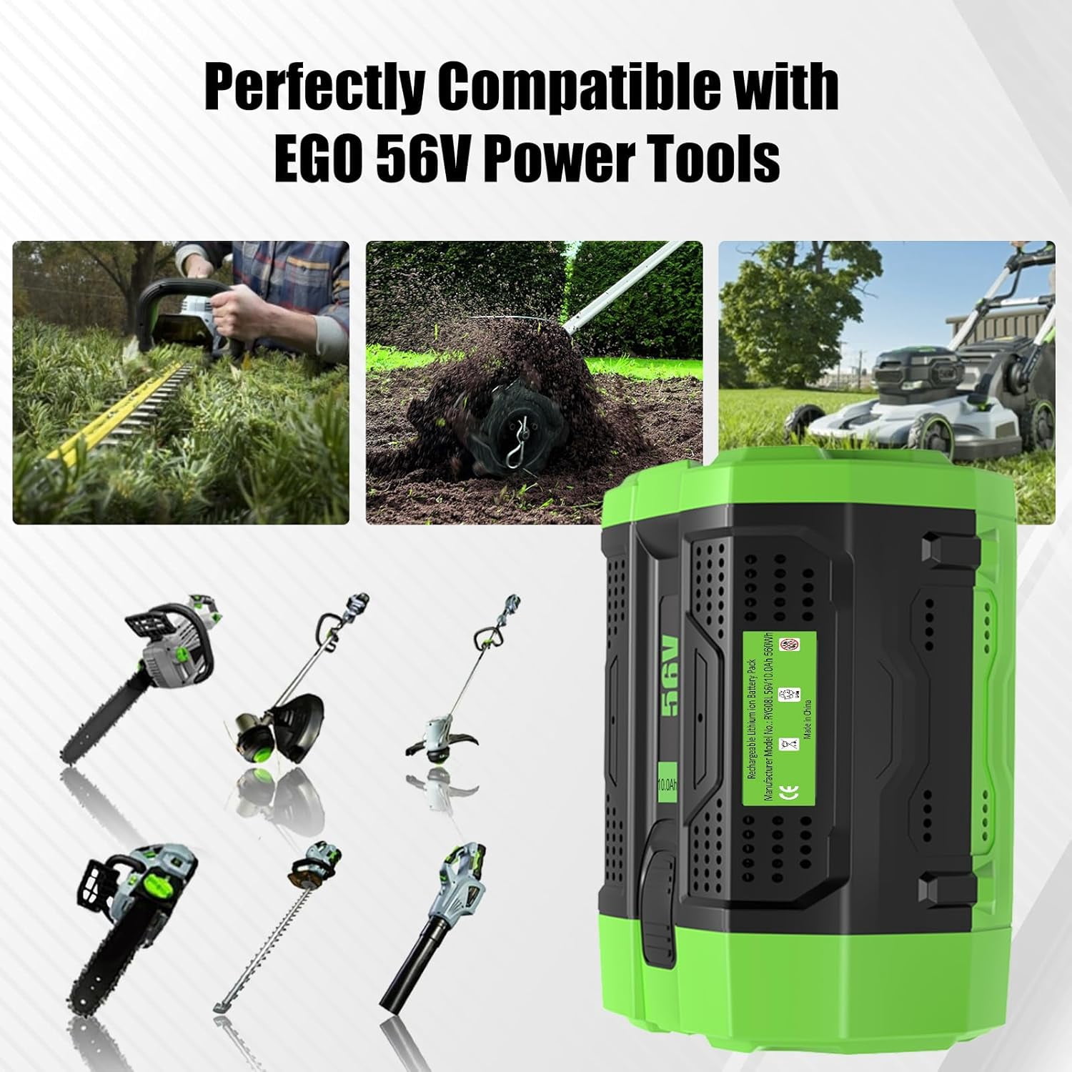 2pack 10000mAh Replacement for EGO 56V 56 Volt Lithium Battery Power+ Tools BA2800 BA4200 BA4200T CS1604 CS1804 CS1403 HT2400 LB6504 LB5804 LB6500 LB4800 PH1400 Tools
