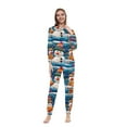 thumbnail image 3 of Odeerbi Christmas Onesie Pajamas for Family Holiday Sleep Jumpsuit Long Sleeve Family Christmas Pajamas Matching Sets Mom Fashion Printed Hooded Jumpsuit Sleepwear PJs Set Blue, 3 of 5