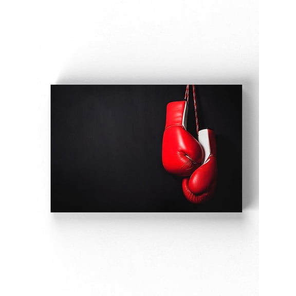 Red Boxing Gloves Hanging Wrapped Canvas -Image by Shutterstock,