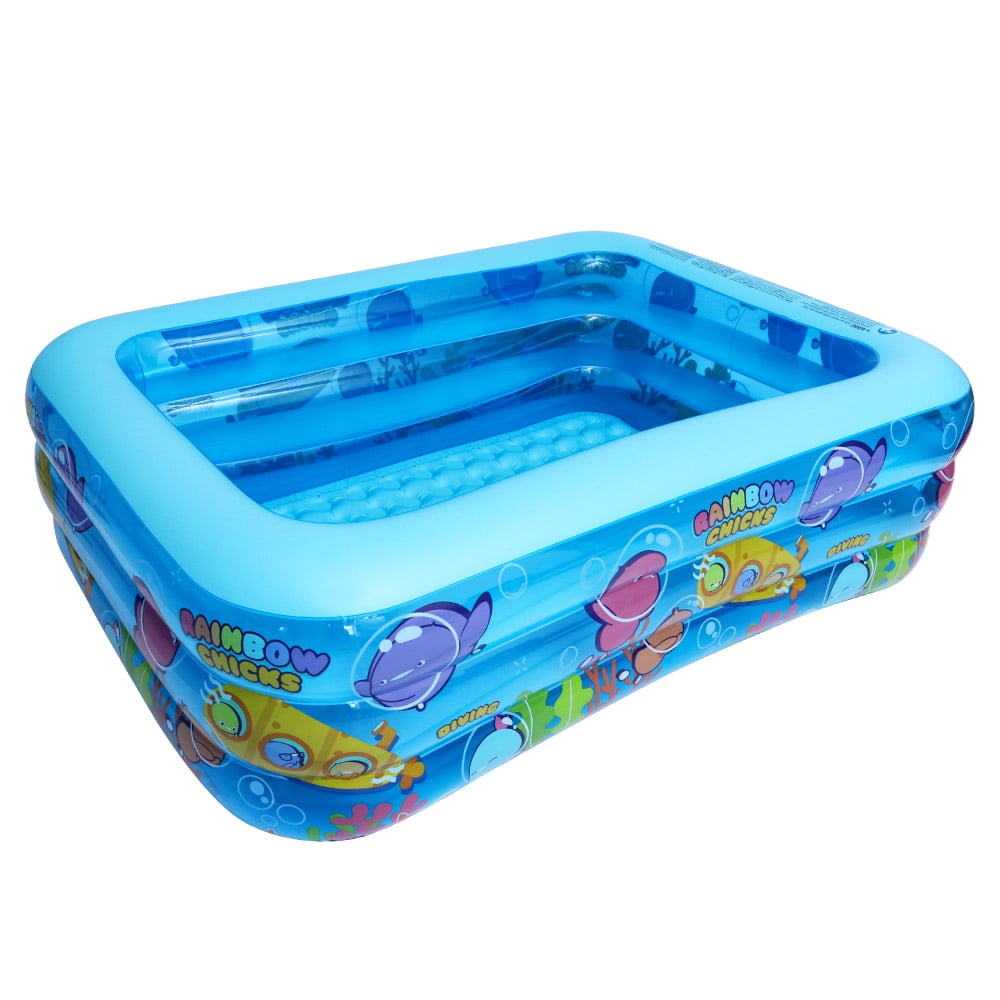Inflatable Swimming Pool, Rectangular Pool Blow Up Outdoor Piscina for