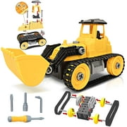 Gold Toy Take Apart Yellow Bulldozer Toy Truck - 46 Pieces with Tools - Large Excavating Backhoe Toy - Perfect Digger Toy and Great Birthday Gift Idea for Boys and Girls Ages 3+