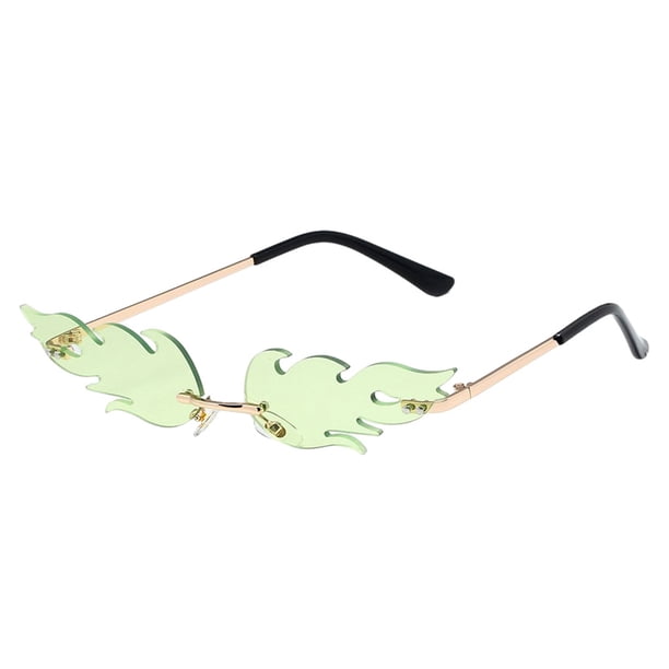 Sonducket Gafas de sol sin marco Tonos duraderos para protección Llama Fuego Transpirable A prueba de viento De moda Impermeable Verde claro Type3 NO3