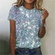 thumbnail image 2 of Camiseta de cuello redondo con estampado digital para mujer - Manga corta, top informal de verano - Camiseta con estampado gráfico de moda - S-XXXXL, 2 of 5