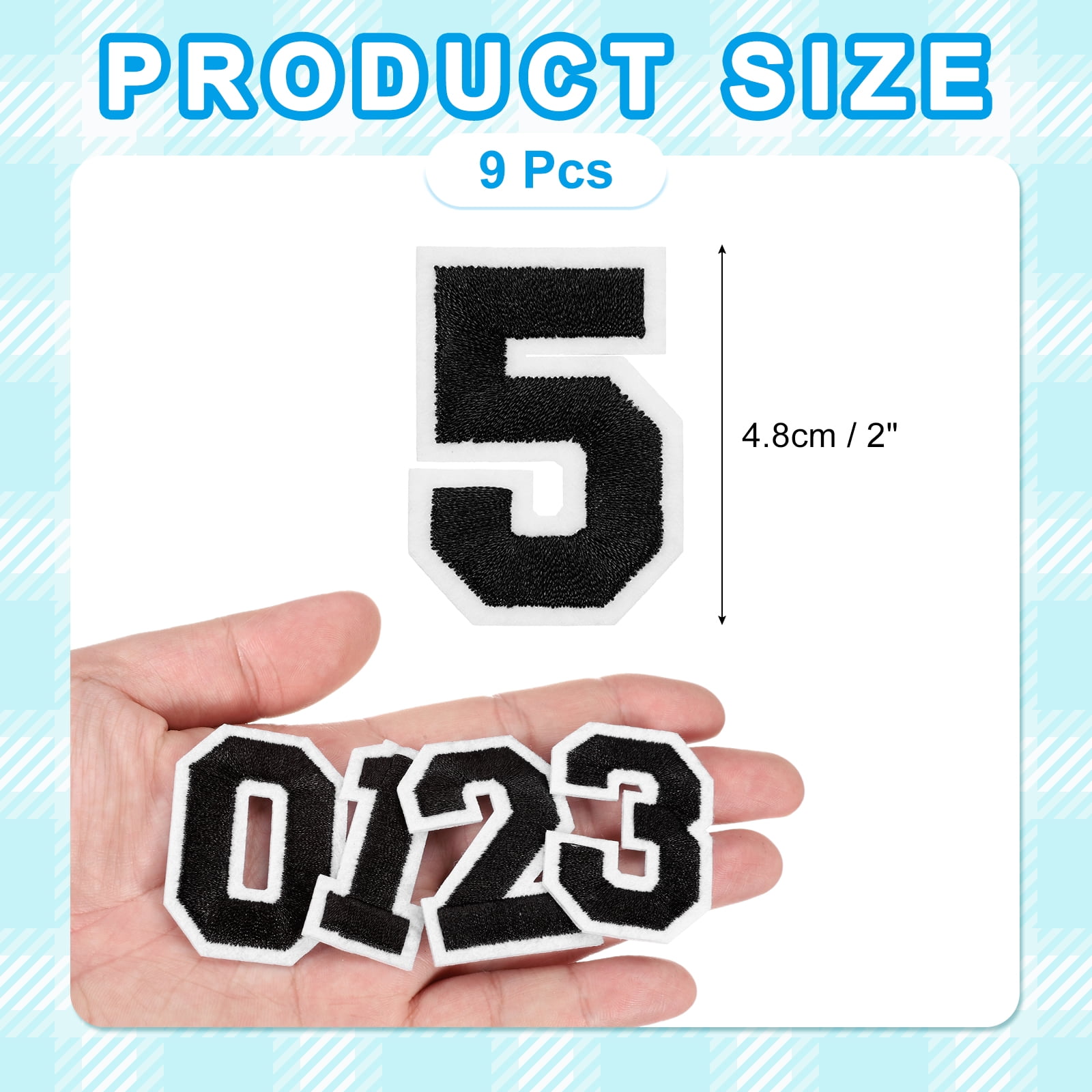 Uxcell Iron on Number Patches 2" Number 5 Embroidered Patch (Black, Pack of 9)