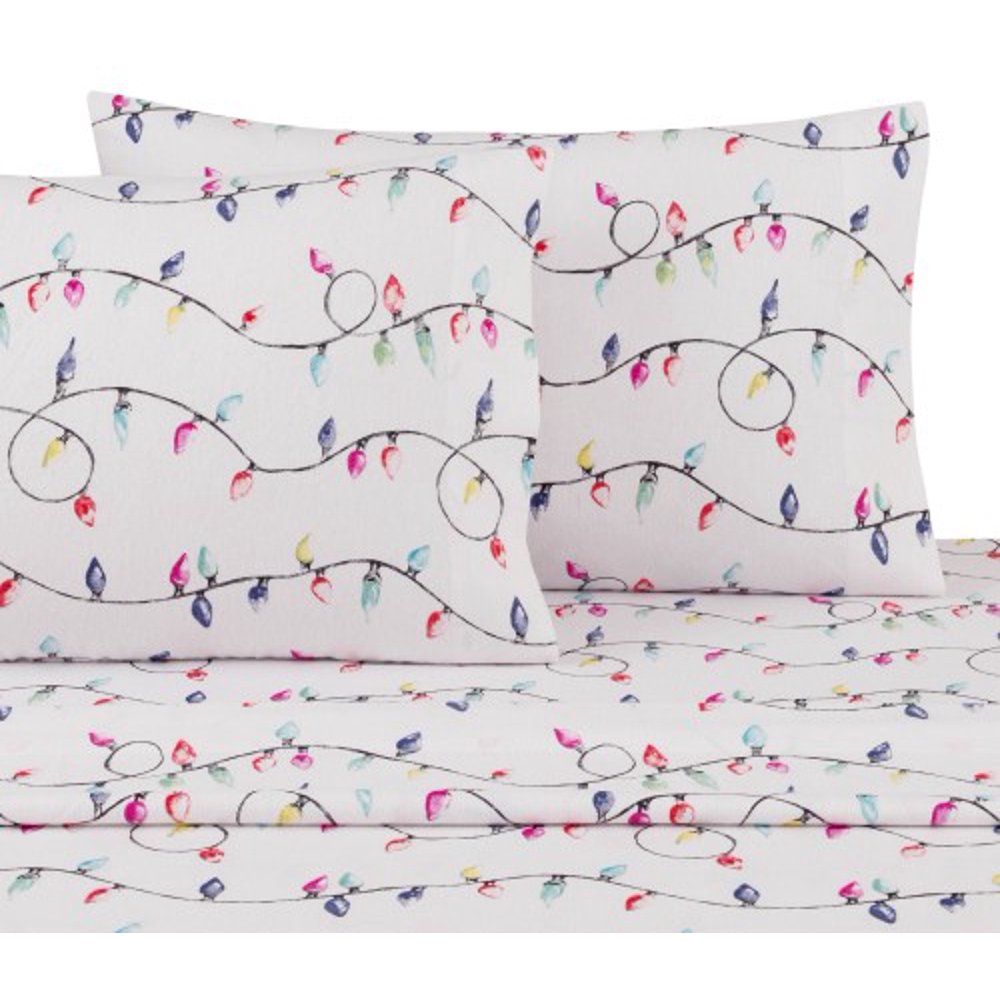 Mainstays Full Flannel Sheet Set, Holiday Lights