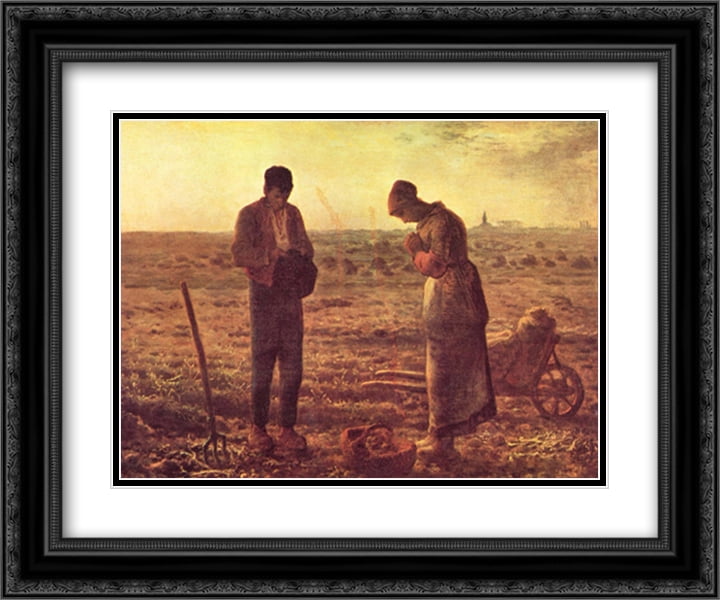 The Angelus, c.1859 2x Matted 15x13 Black Ornate Framed Art Print by