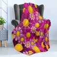 thumbnail image 4 of Abstract Soft Flannel Fleece Blanket, Flowers Cartoon Summer Garden Happy Cheering Flourish Vibrant Display, Cozy Plush for Indoor and Outdoor Use, 50" x 60", Hot Pink Lilac Orange, by Ambesonne, 4 of 5