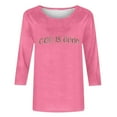 thumbnail image 4 of QIUOMBBP 3/4 Length Sleeve Womens Tops Cute Graphic Print Pullover Sweaters Casual Crew Neck Sweatshirts, Pink, S, 4 of 5