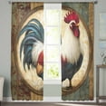 thumbnail image 3 of Rooster Semi Sheer Curtains 84 Inch Length 2 Panels Set, Vintage Rustic Farmhouse Style Oil Painting Sheer Kitchen Curtain Privacy Voile Window Curtain for Living Room Bedroom Rod Pocket Drapes, 3 of 7