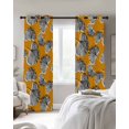 thumbnail image 3 of Grey Leaves Blackout Curtains, Light Blocking Print Window Curtains, Vintage Abstract Art Botanical Orange Thermal Insulated Window Drapes for Living Room Kitchen Cafe 2 Panels, 55"W x 39"L, 3 of 9