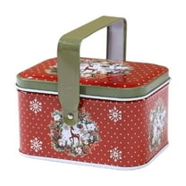 Christmas Holiday Cookie - Ornamental Metal Storage Container with Seasonal Designs for Candy, Cookies and Gift Giving Occasions - A