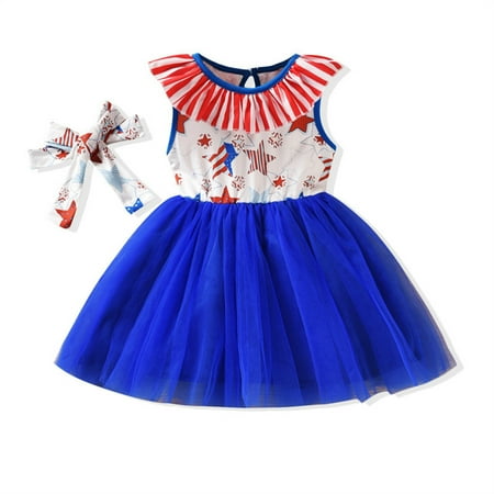 

DNDKILG Infant Baby Toddler Girls 2 Piece Graphic Tank Top and Dress Set Outfits Sleeveless Clothes Set Summer with Headband Blue 0-3Y 100