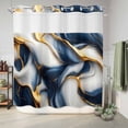 thumbnail image 6 of No Hook Shower Curtain, Navy Blue Marble Shower Curtains for Bathroom with See Through Top Window, Gold Modern Art Waterproof & Washable Bath Curtain Long 72"x78", 6 of 9