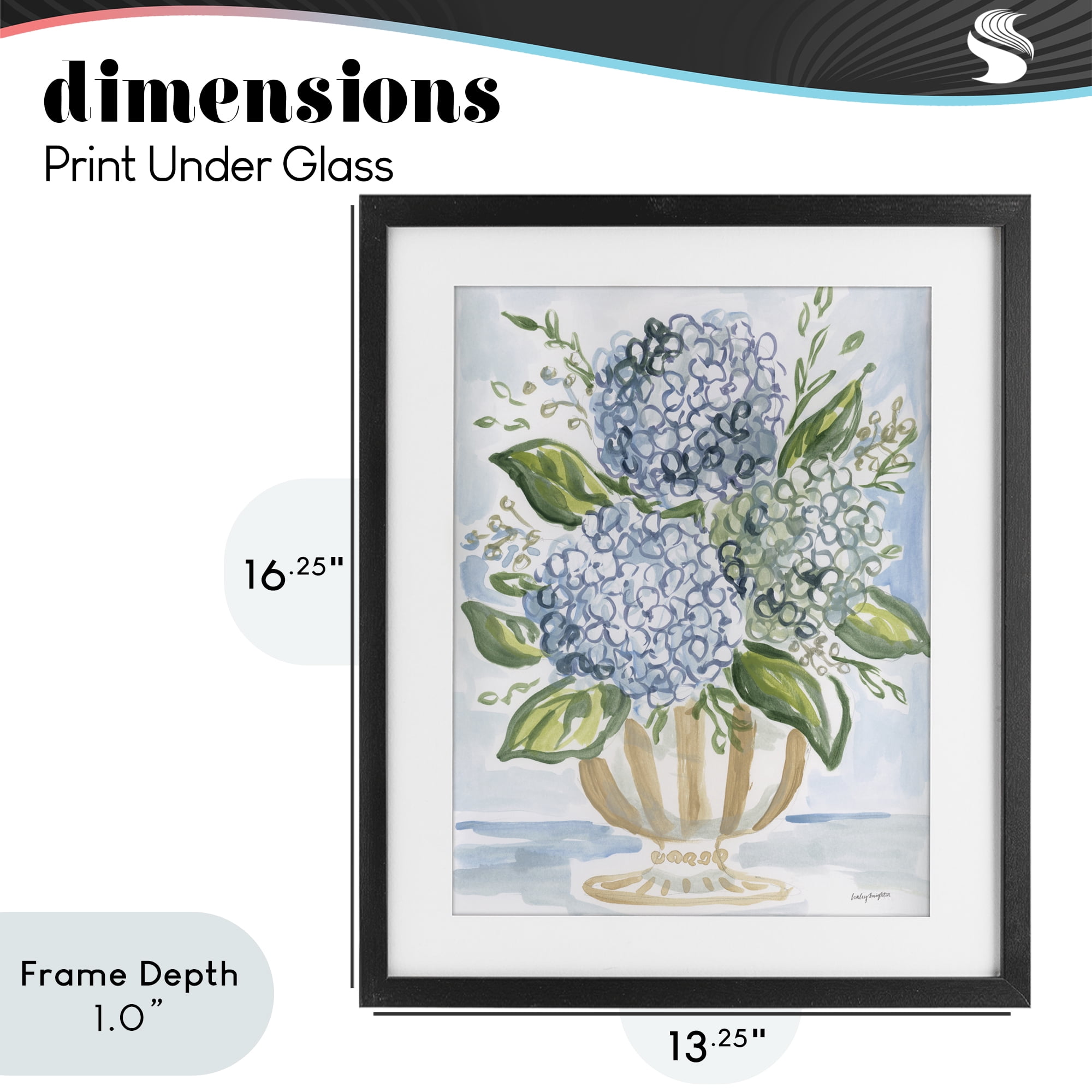 Stupell Industries Serena Pastel Hydrangea Bouquet Black Framed Print Under Glass, design by Haley Knighten