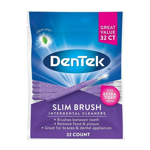 DenTek Slim Brush Advanced Clean Interdental Cleaners, Extra Tight, 32 Count