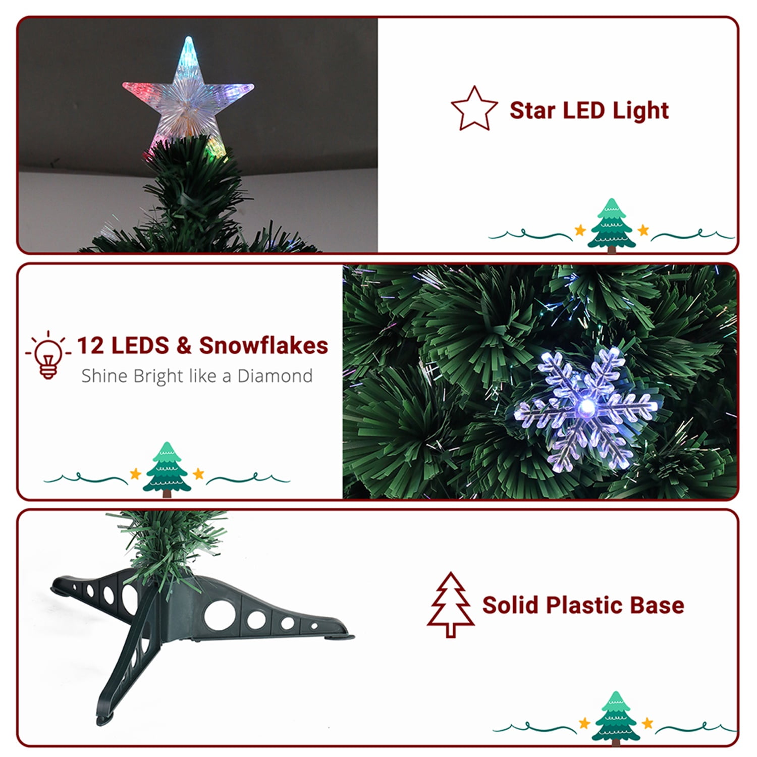 Kepooman 3ft Top With Stars, Christmas Tree with 12 Light Colorful Discoloration and 85 Branches, Green Kepooman 3ft Top With Stars, Christmas Tree with 12 Light Colorful Discoloration and 85 Branches, Green