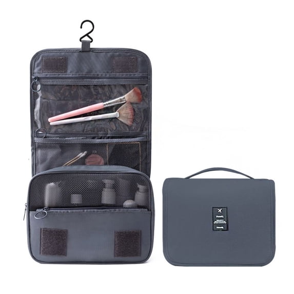 Fashion Portable Large Capacity Organizer Case Multi-layer Travel Organizer Hook Wash Bag Hanging Cosmetic Bags Makeup Bags Storage Toiletry Bag Cosmetic Cases GREY