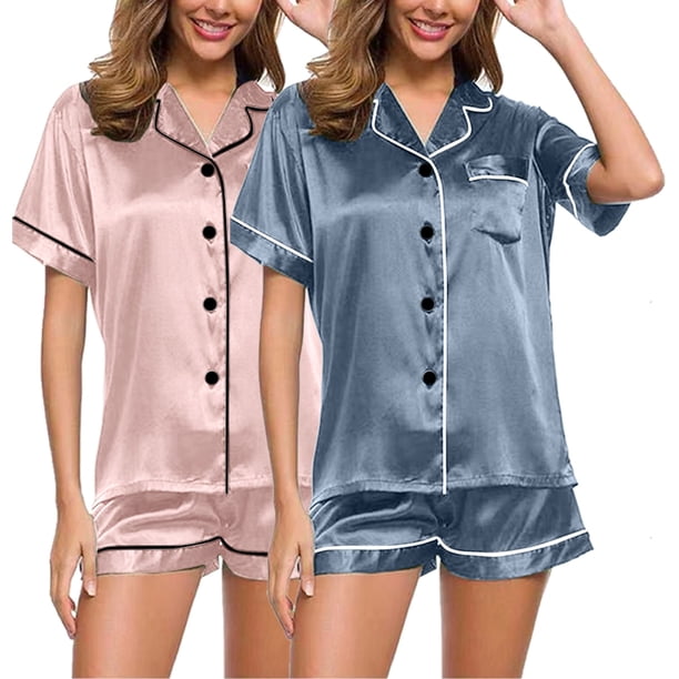MKLEKYY Pijama Corto Para Mujer, Conjunto De 4 Piezas, Pijama De Talla Grande, Informal, Con Tirantes De Encaje, Para El Hogar