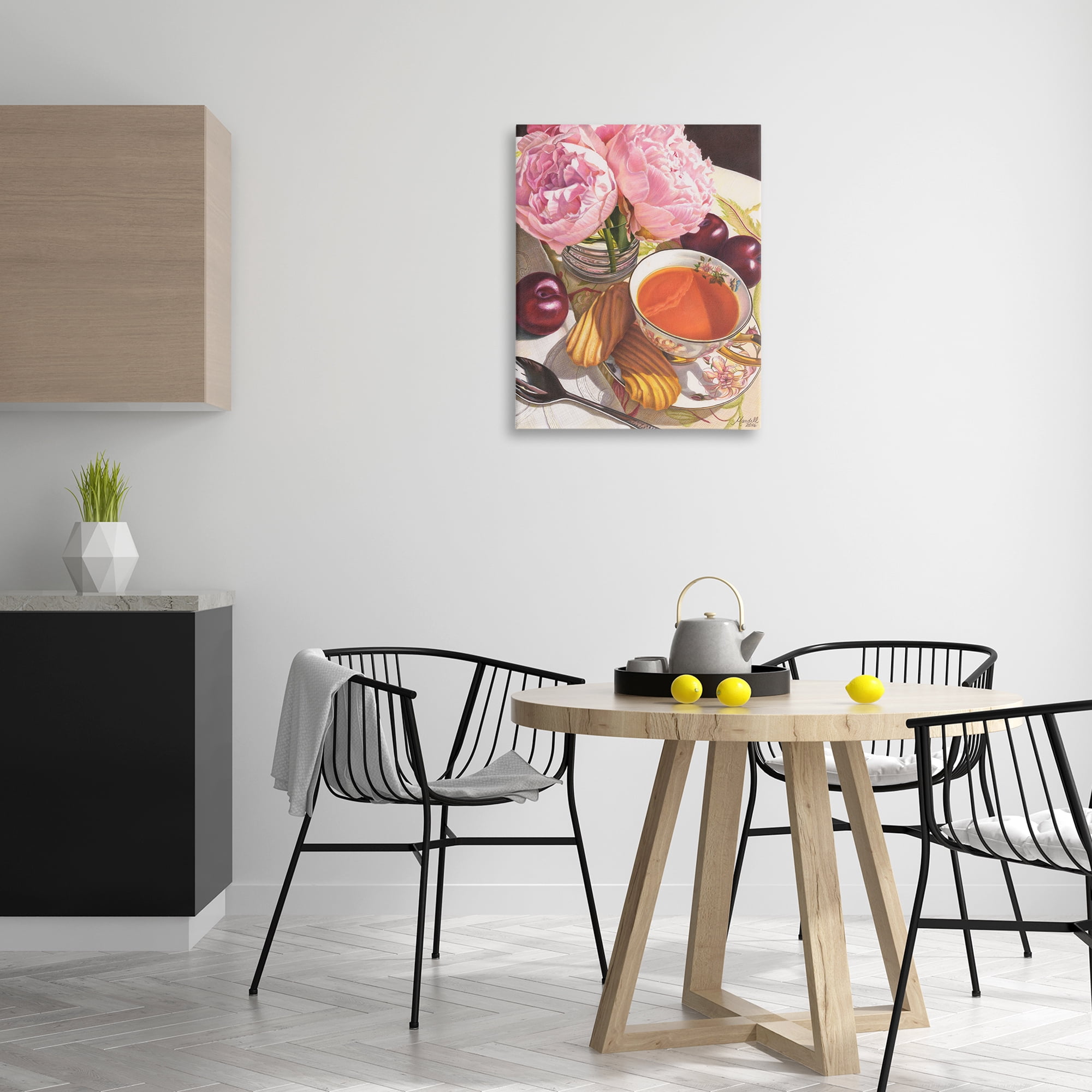 Stupell Industries Tea with Peonies & Plums Food & Beverage Painting Gallery Wrapped Canvas Art Print Wall Art, 24 x 30