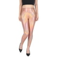 thumbnail image 1 of HDE Women's Shiny Holographic Leggings Liquid Metallic Pants Iridescent Tights (Rose Gold, Small), 1 of 5