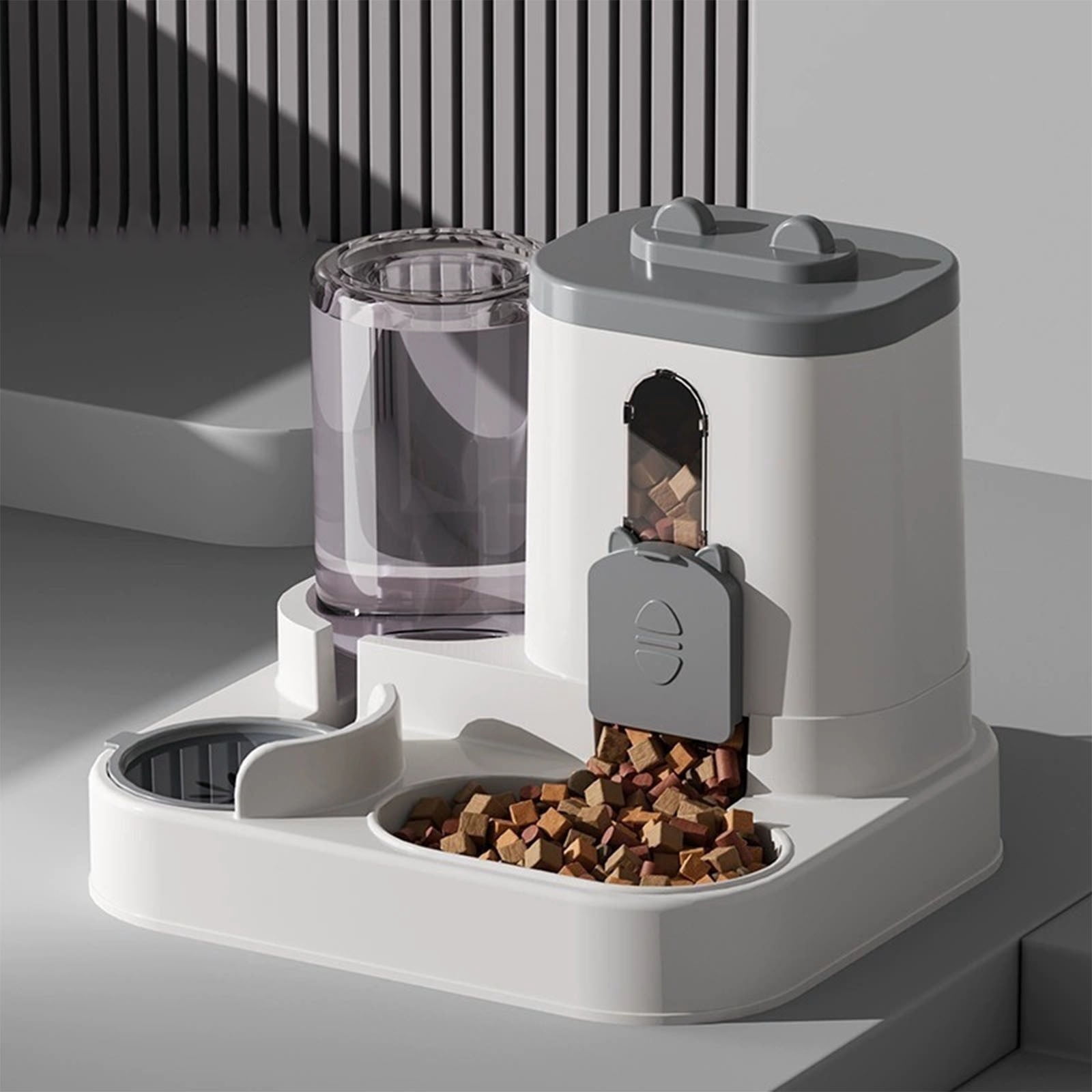 2-in-1 Automatic Pet Feeder and Water Dispenser, Large Capacity Self-Feeding for Small and Medium Dogs or Cats, No Electricity Needed for Home, Travel, Vacation, Office Use