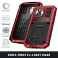 thumbnail image 4 of ELEHOLD for iPhone 16 Pro Case,Outdoor Sports Military Heavy Duty Full Body Cover with Built in Tempered Glass Screen Protector Hidden Kickstand Shockproof Dustproof Case for iPhone 16 Pro,Red, 4 of 9