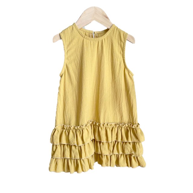 Qudderr Robes d'Été pour Bébés Filles Robe Décontractée à Volants Robe en Coton Lin pour Tout-Petits 6 Mois - 6 Ans