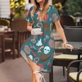 thumbnail image 3 of Honeii cute Skull organ Print Women’s Short Sleeve Dress, Comfortable Casual Dress, Soft Polyester Spandex Blend, Stylish Everyday Wear for Summer, Perfect for Travel and Vacation, 3 of 6