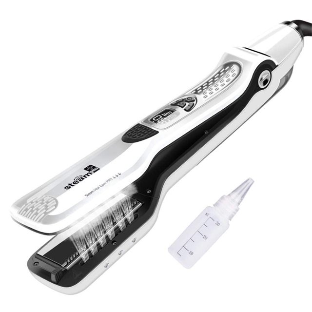 Professional Steam Straightener for Hair Ceramic Tourmaline Steam Flat Iron, Steam Hair Straightener Straightening Flat Iron, LED Display with Adjustable T
