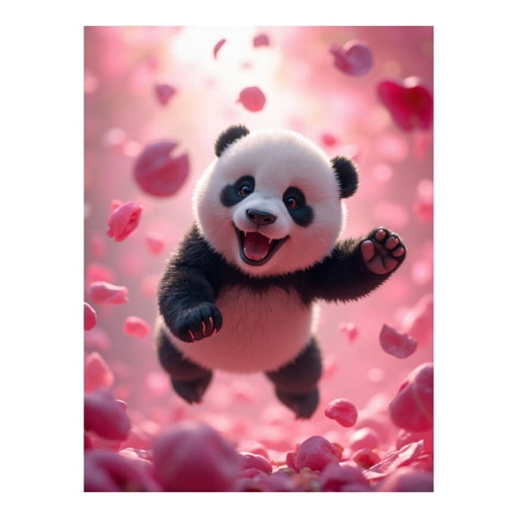 Diamond Art Kit for Adults, Joyful Panda Amidst Pink Petals Diamond Painting for Adults Beginners, 5D DIY Diamond Art Painting Kits, Colorful Diamond Painting Craft for Home Decor 12x16