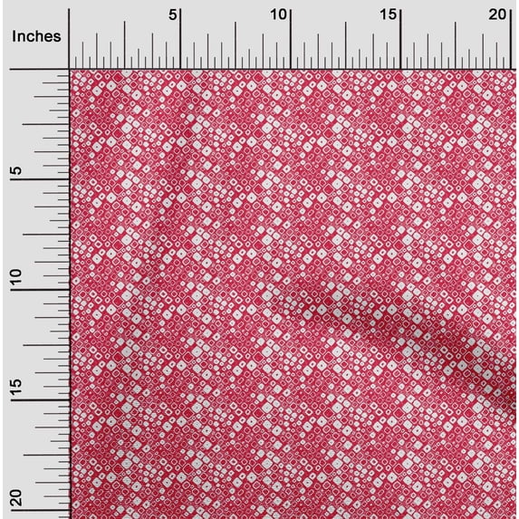 oneOone Cotton Jersey Red Fabric Geometric Bandhani Fabric For Sewing Printed Craft Fabric By The Yard 58 Inch Wide